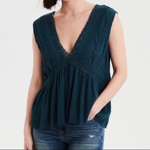 American Eagle Outfitters Tops - NWT AE Lace Shell Tank Top